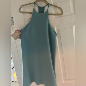 Teal High Neck Mini Dress